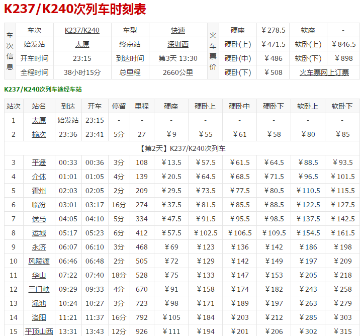 K237次列车时刻表最新详解与查询指南